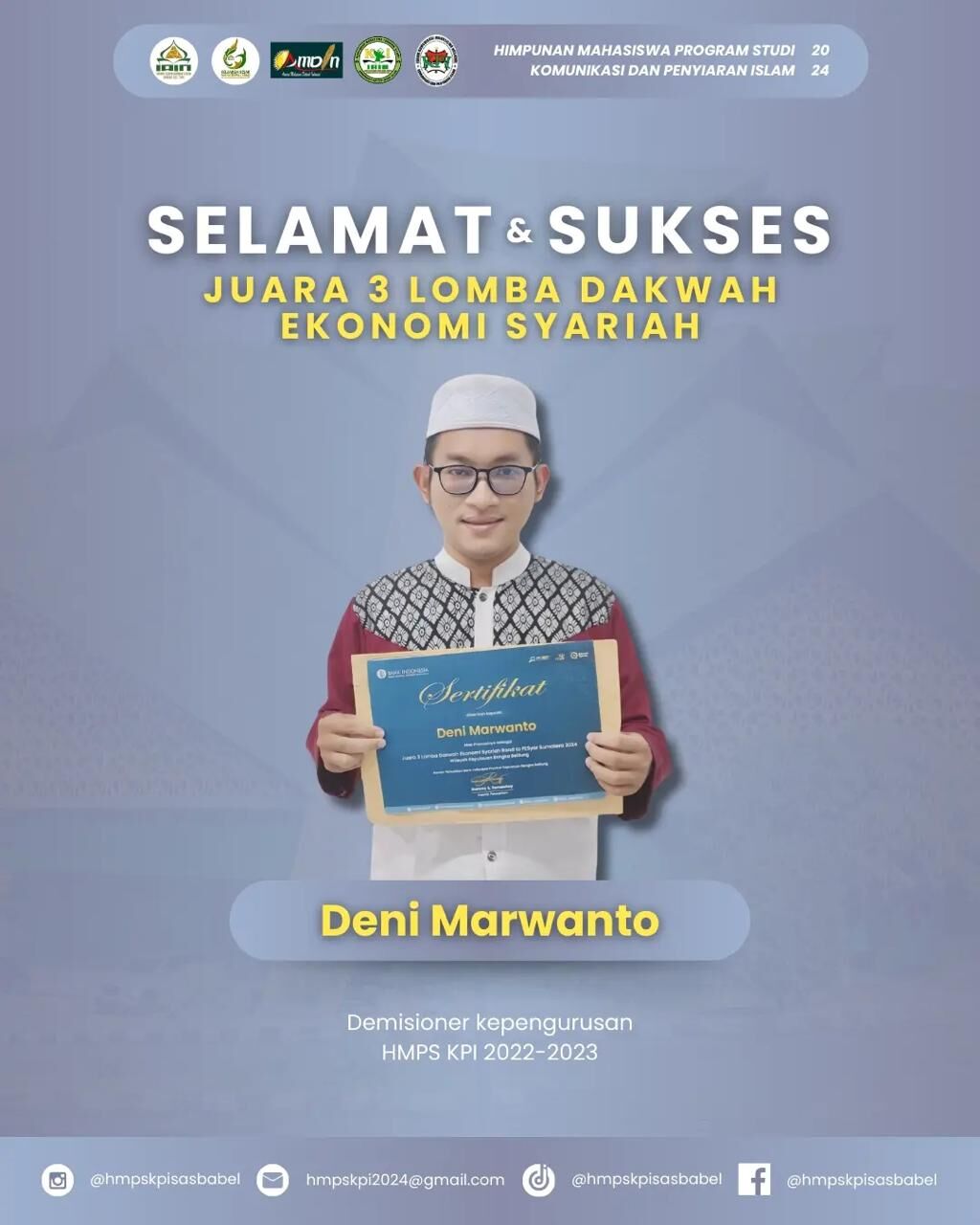 Mahasiswa KPI IAIN SAS Babel Raih Juara 3 Lomba Dakwah Ekonomi Syariah